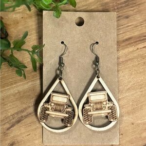 Handmade Laser Engraved Jeep Earrings